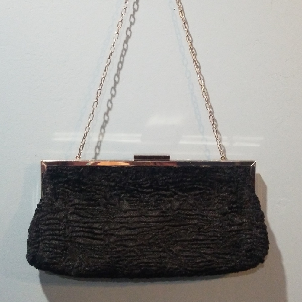 Black faux fur handbag Dennis Basso
